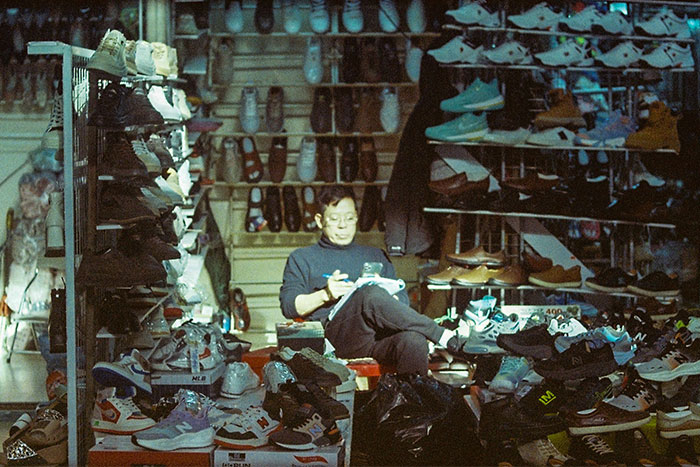 A shoes shop inside Dong Xuan market